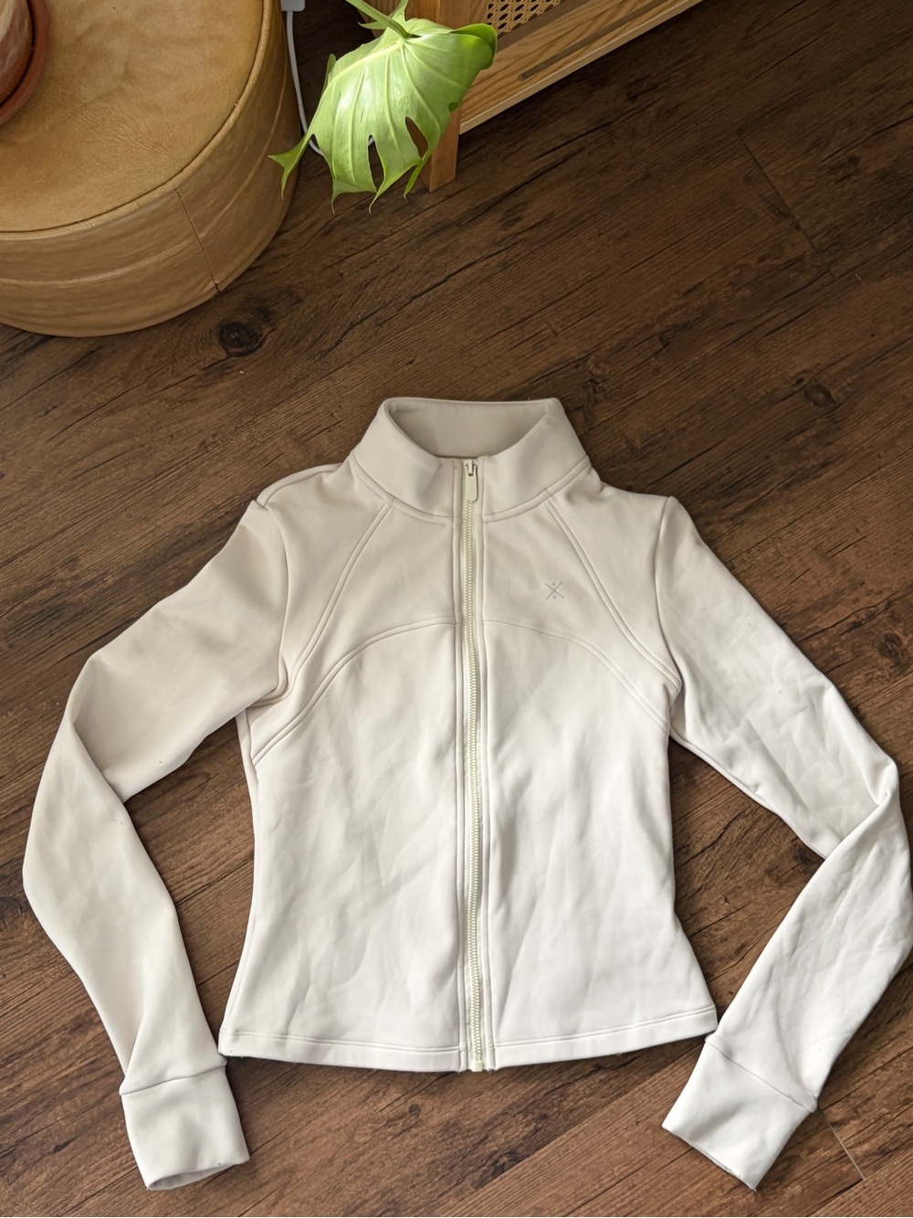 Women's Cream athletic Jacket with High Neck